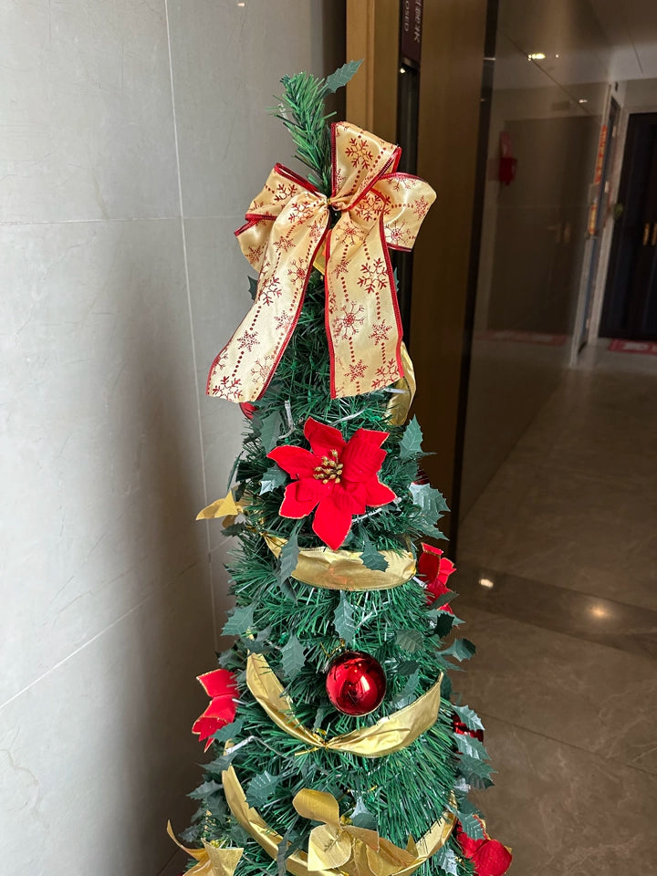 Árbol de Navidad plegable de 1,2/1,5/1,8/2,1 m, ideal para el hogar, con luces, ideal como adorno para centro comercial o como regalo de Año Nuevo.