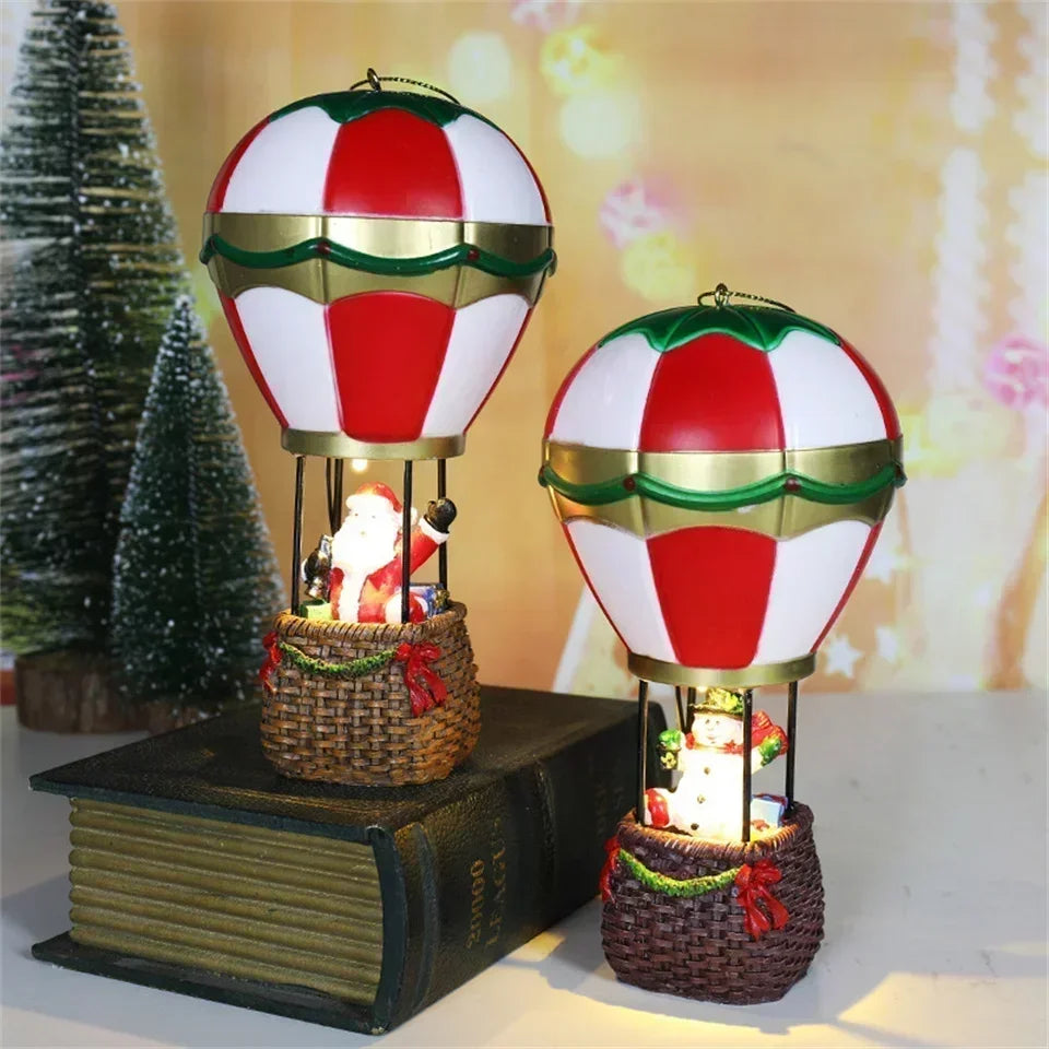 Casa LED navideña con agujas de pino, muñeco de nieve, decoración luminosa, resina, Papá Noel, tienda, micro adornos paisajísticos.