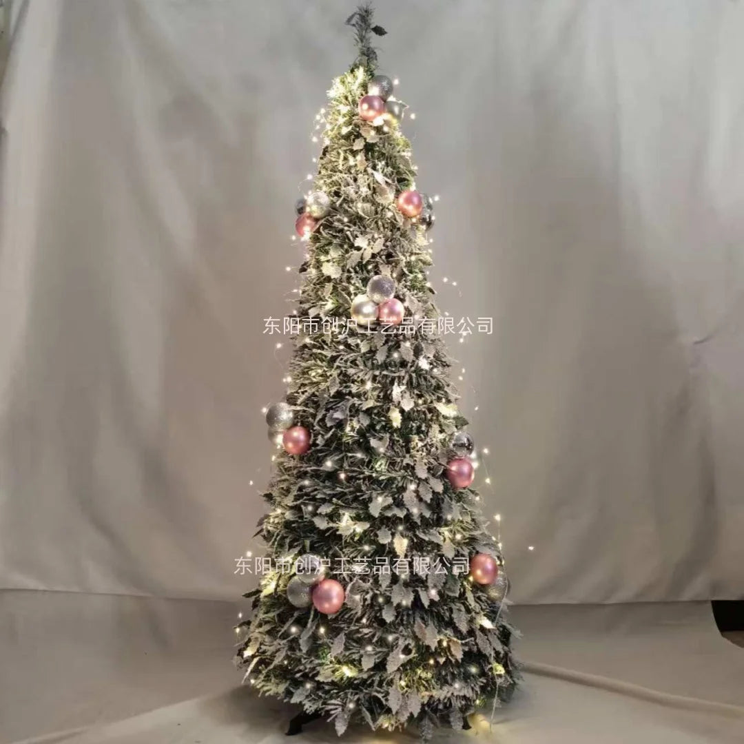 Árbol de Navidad plegable predecorado de 1,2 a 2,1 m, decoración festiva emergente, decoración del hogar, árbol de Navidad portátil