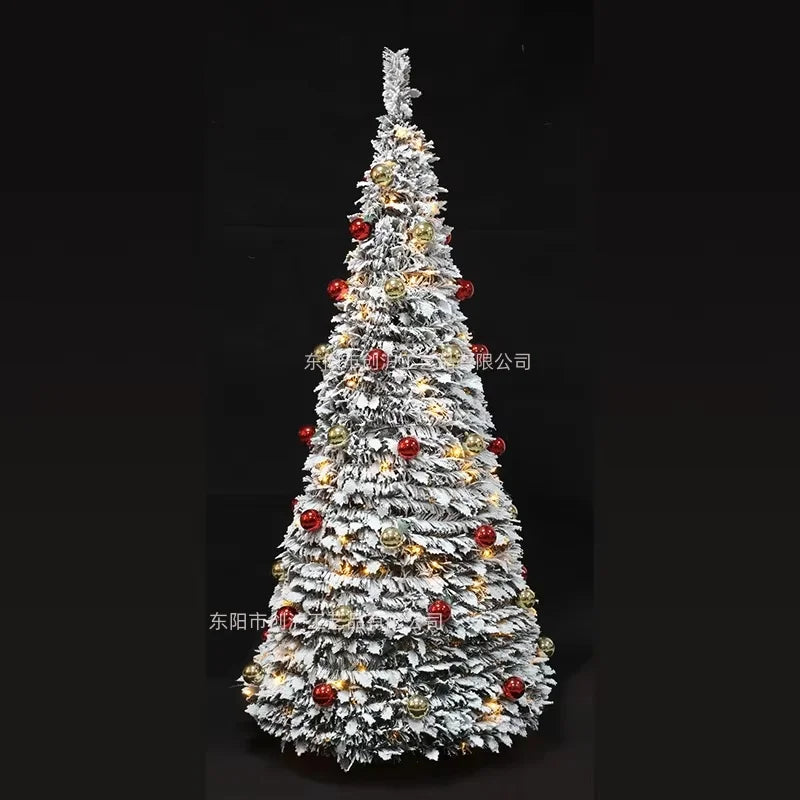 Árbol de Navidad plegable predecorado de 1,2 a 2,1 m, decoración festiva emergente, decoración del hogar, árbol de Navidad portátil