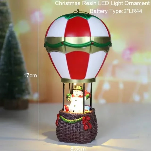 Casa LED navideña con agujas de pino, muñeco de nieve, decoración luminosa, resina, Papá Noel, tienda, micro adornos paisajísticos.