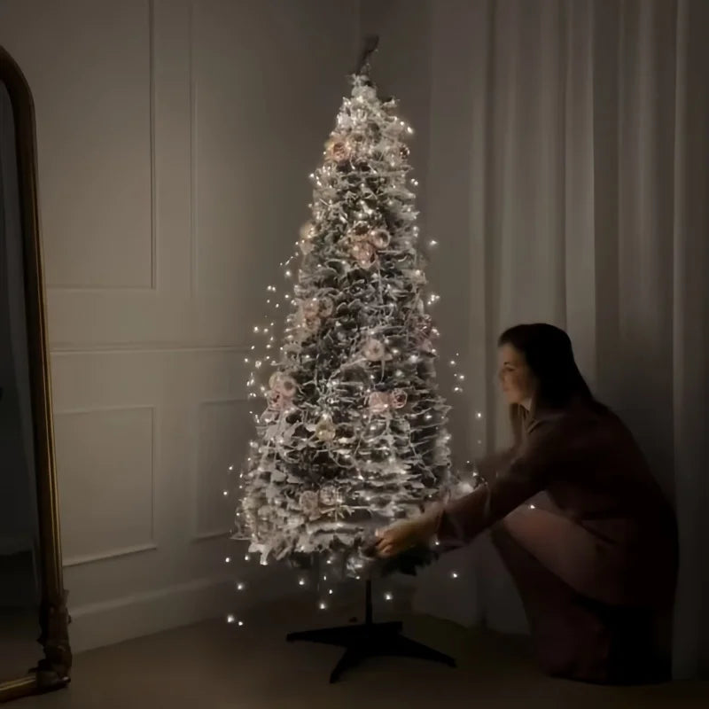 Árbol de Navidad plegable predecorado de 1,2 a 2,1 m, decoración festiva emergente, decoración del hogar, árbol de Navidad portátil