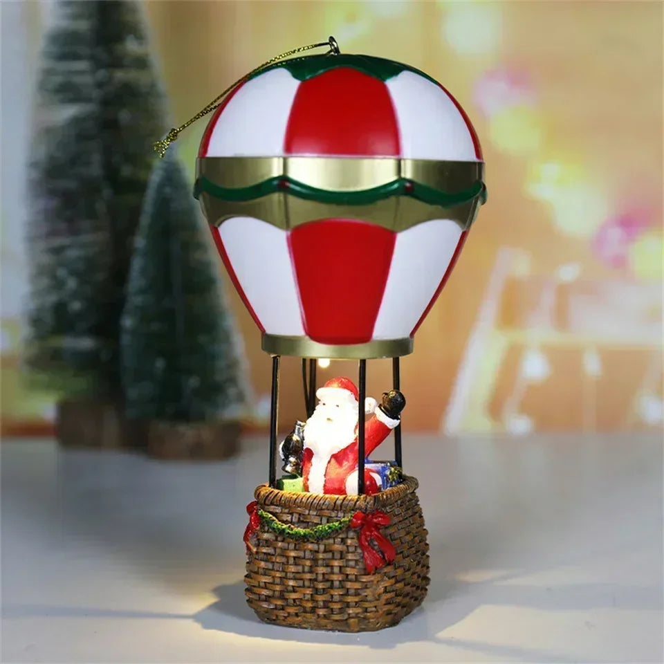 Casa LED navideña con agujas de pino, muñeco de nieve, decoración luminosa, resina, Papá Noel, tienda, micro adornos paisajísticos.